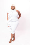 Plus Size White Trim Bodycon Dress